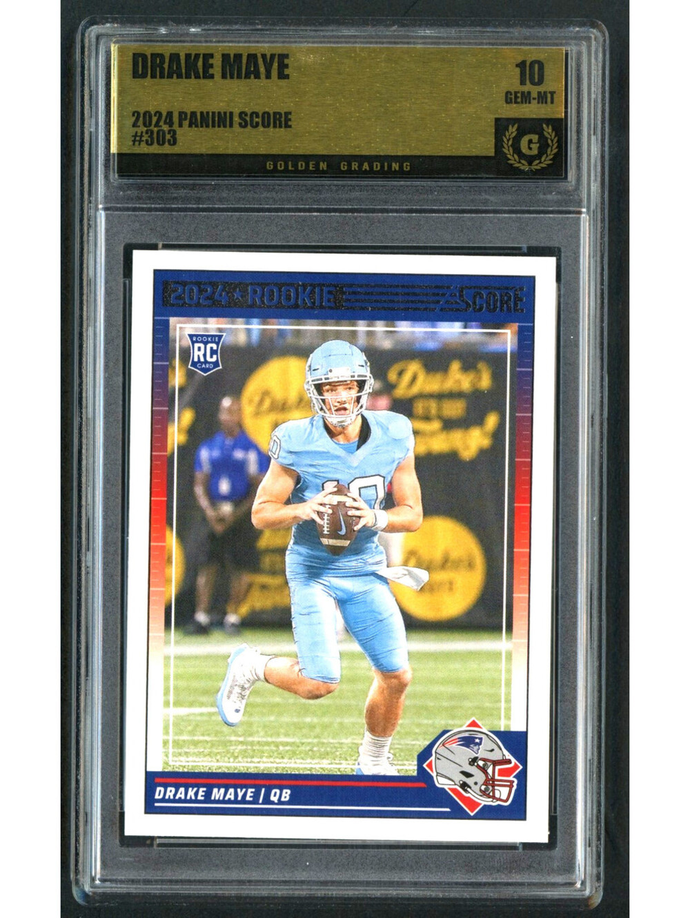 2024 Score #303 Drake Maye New England Patriots Rookie (RC) Graded Gem Mint 10